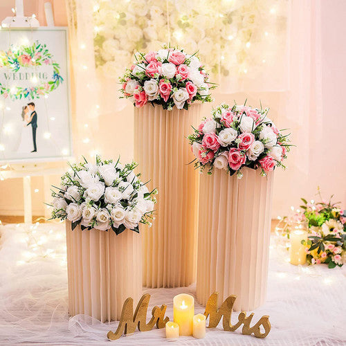 Stable Round Cylinder Plinth Pedestal Set for Wedding, 3 PCS