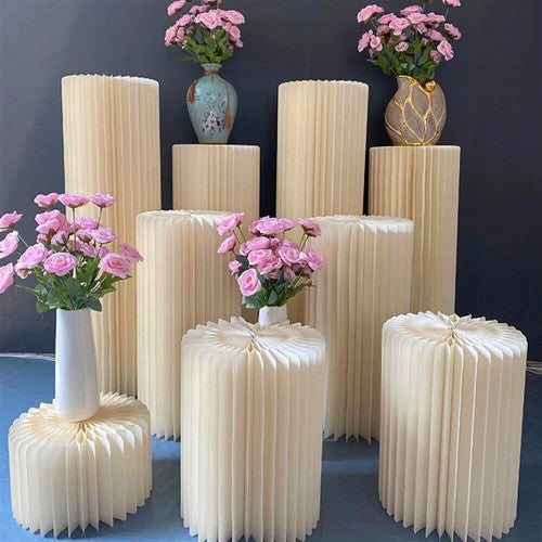 Stable Round Cylinder Plinth Pedestal Set for Wedding, 3 PCS