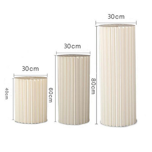 Stable Round Cylinder Plinth Pedestal Set for Wedding, 3 PCS