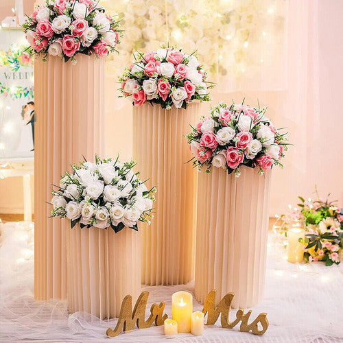 Elegant Cardboard Cylinder Pedestal Set for Weddings, 4PCS