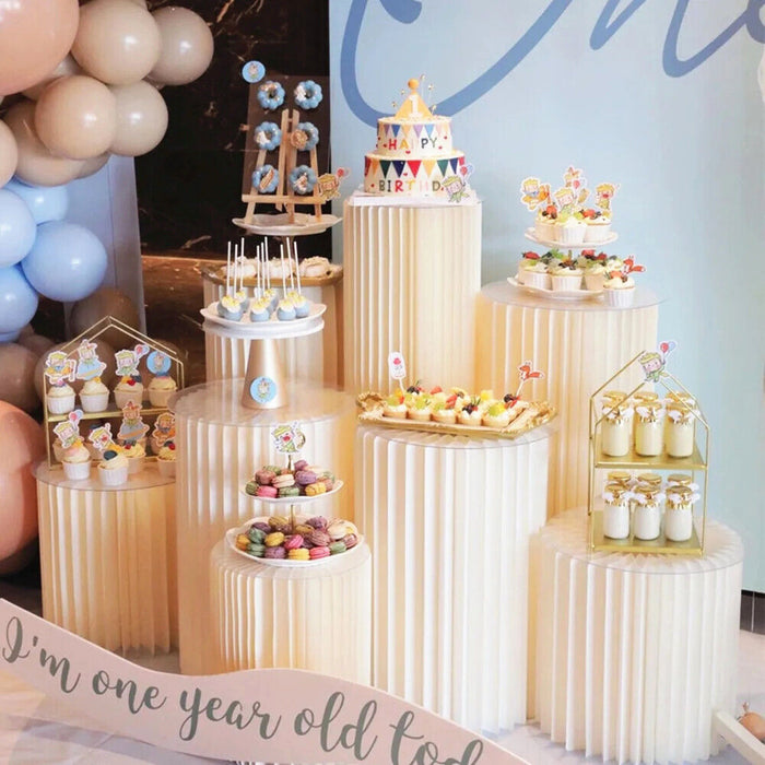 Plinth Cylinder Wedding Folding Hard Carboard Round Ripple Stand Acrylic Top DIY