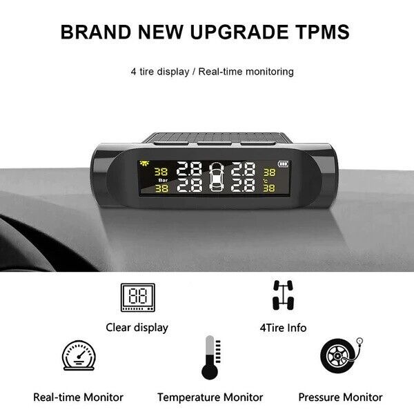 Wireless TPMS LCD Tire Pressure Monitor System with 4 Sensors