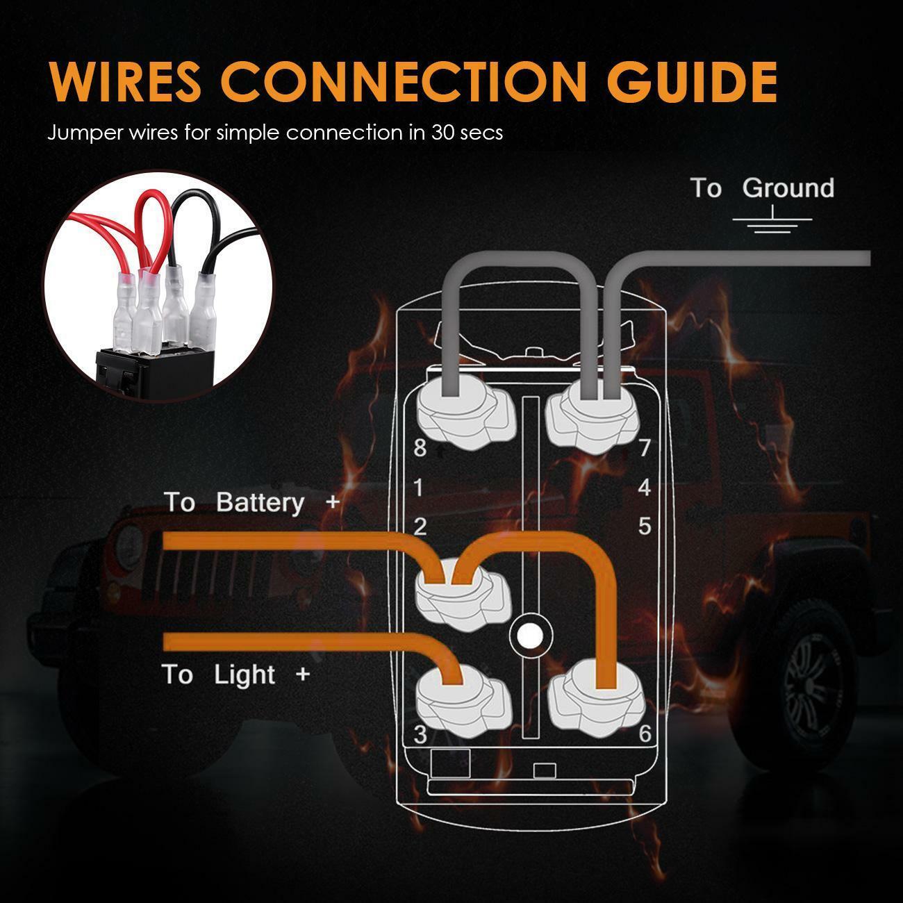 LED ON-OFF Switch 12-24V + Switching Lines, 20A Safety Protection - Auxbeam