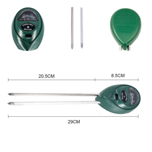 Accurate Soil pH, Moisture & Light Test Kit - 3-in-1 Meter