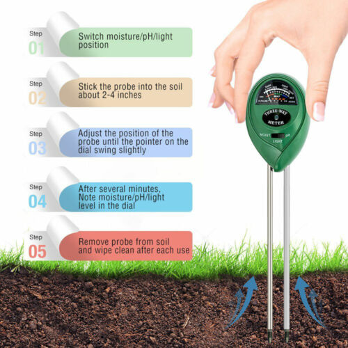 Accurate Soil pH, Moisture & Light Test Kit - 3-in-1 Meter