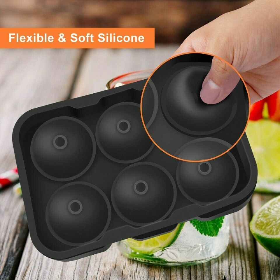 Flexible Silicone Sphere Ice Mold, Food-Grade, 5cm, Black