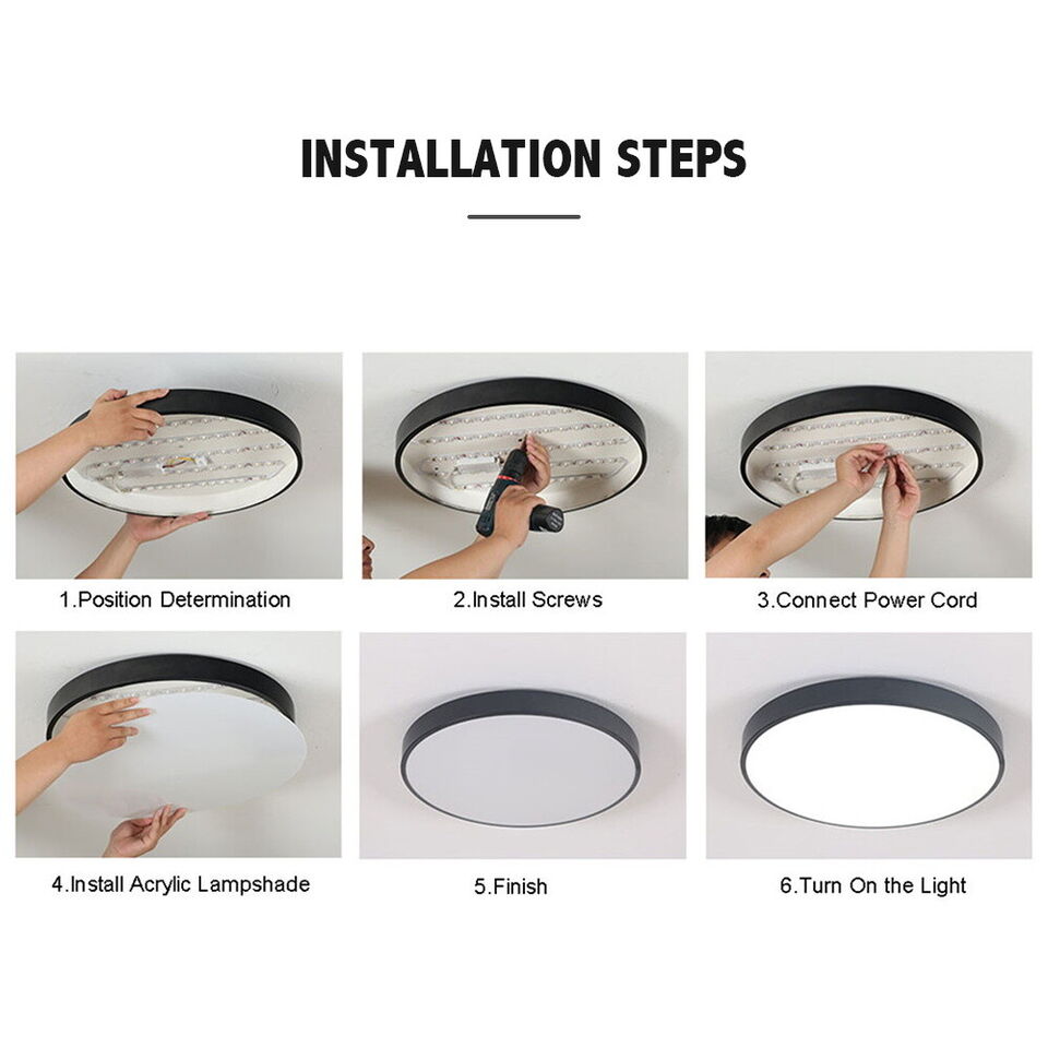 40cm 24W LED Ceiling Light, Round 2050 Lumens, Black Oyster Lamp