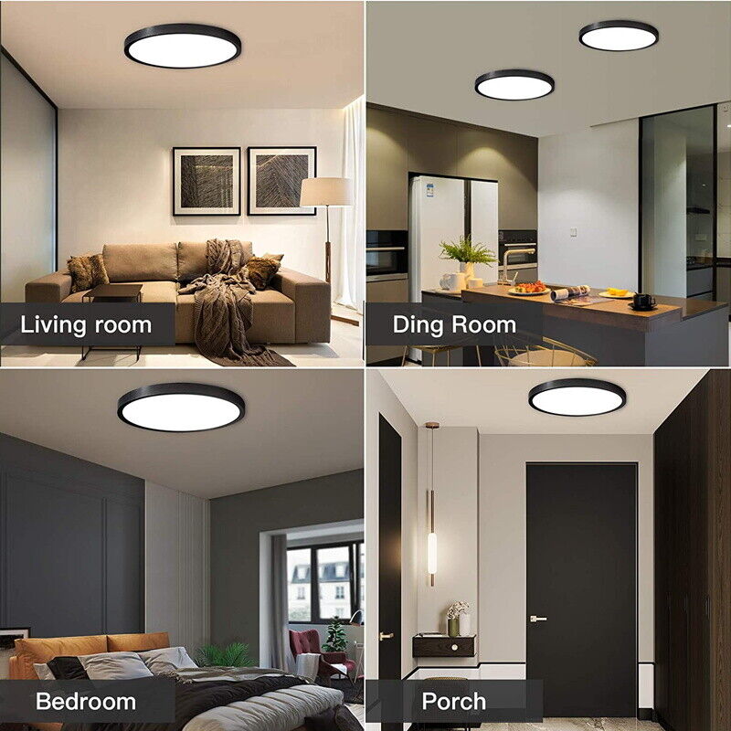 40cm 24W LED Ceiling Light, Round 2050 Lumens, Black Oyster Lamp