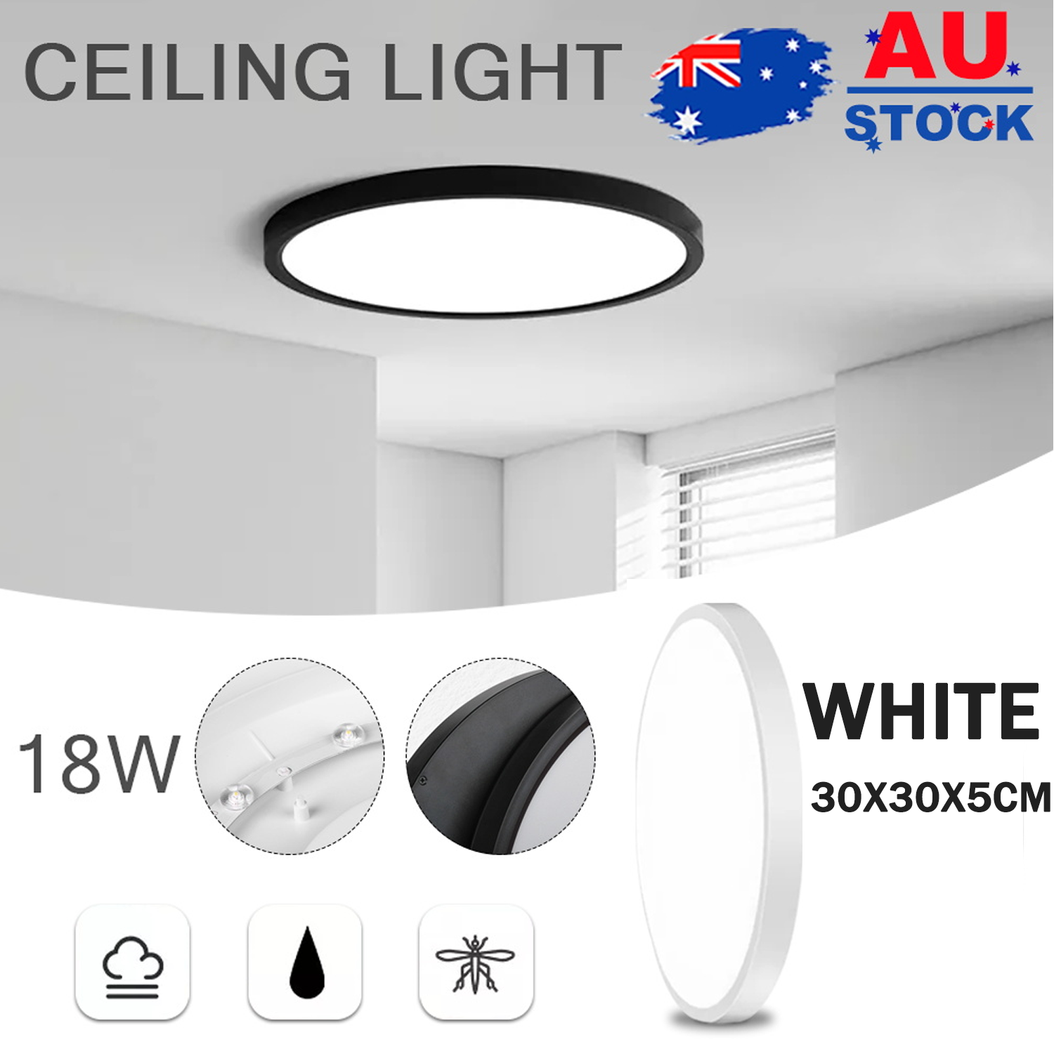 18W LED Ceiling Light, 160-Degree Beam, 2050 Lumens, Round