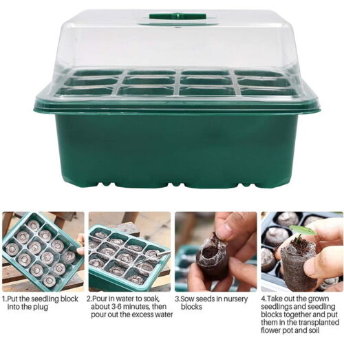 10 Set 12-Cell Seed Starter Trays with Lids, Base & Tools