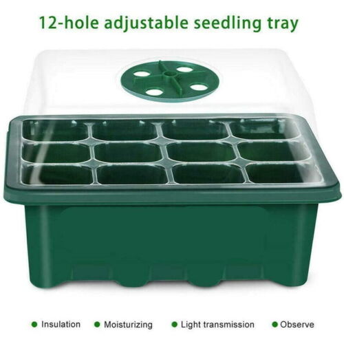 10 Set 12-Cell Seed Starter Trays with Lids, Base & Tools