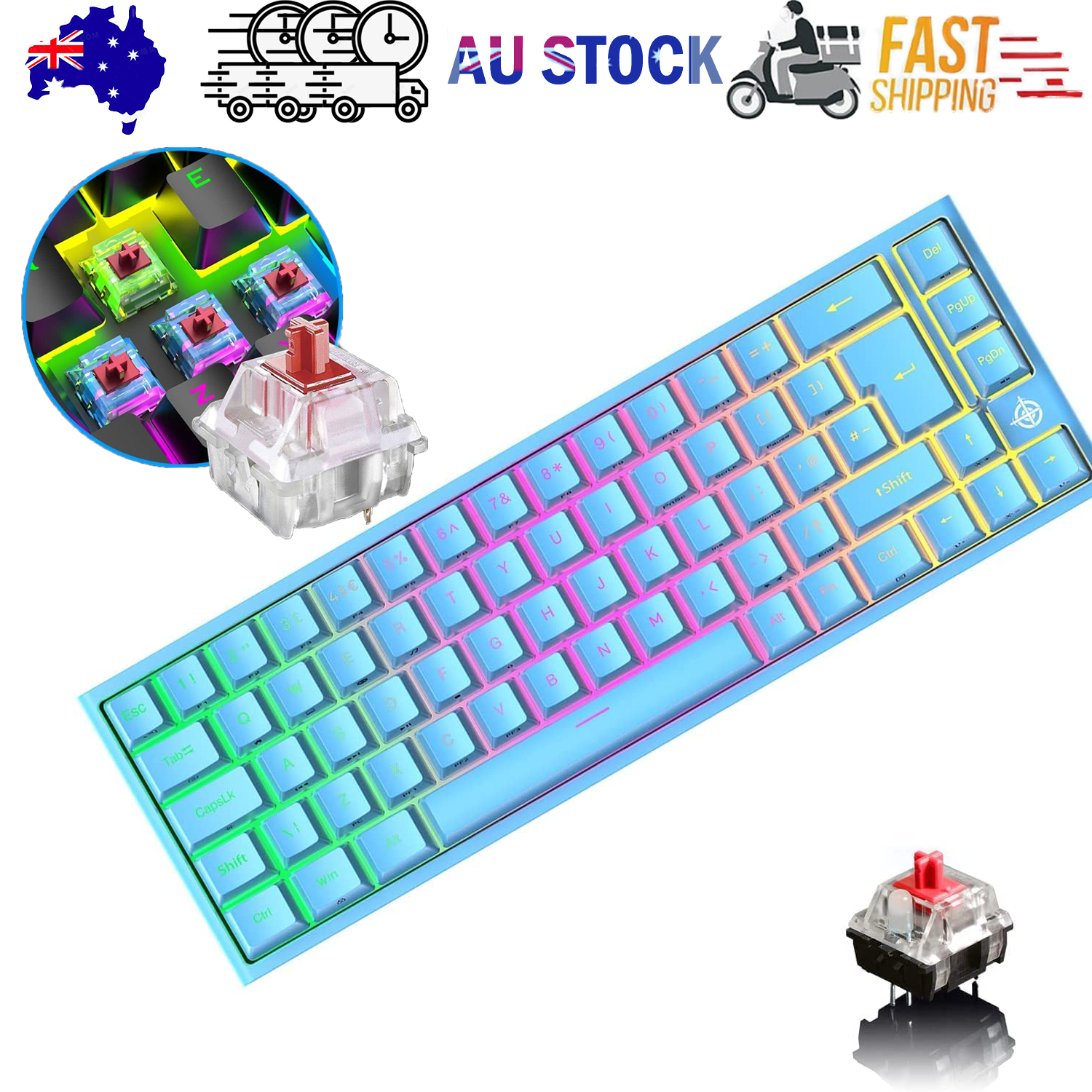 67 Keys Layout Design Mechanical Gaming Keyboard PC PS4 RGB Backlight