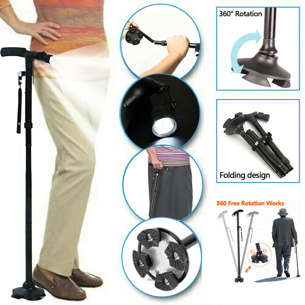 Adjustable Folding LED Walking Cane with Ergonomic Handle