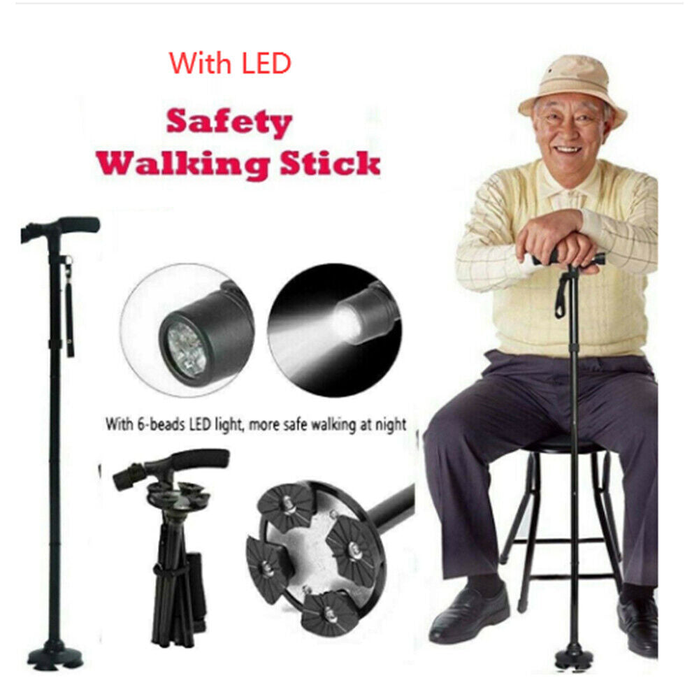 Adjustable Folding LED Walking Cane with Ergonomic Handle