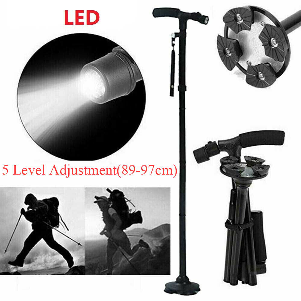 Adjustable Folding LED Walking Cane with Ergonomic Handle