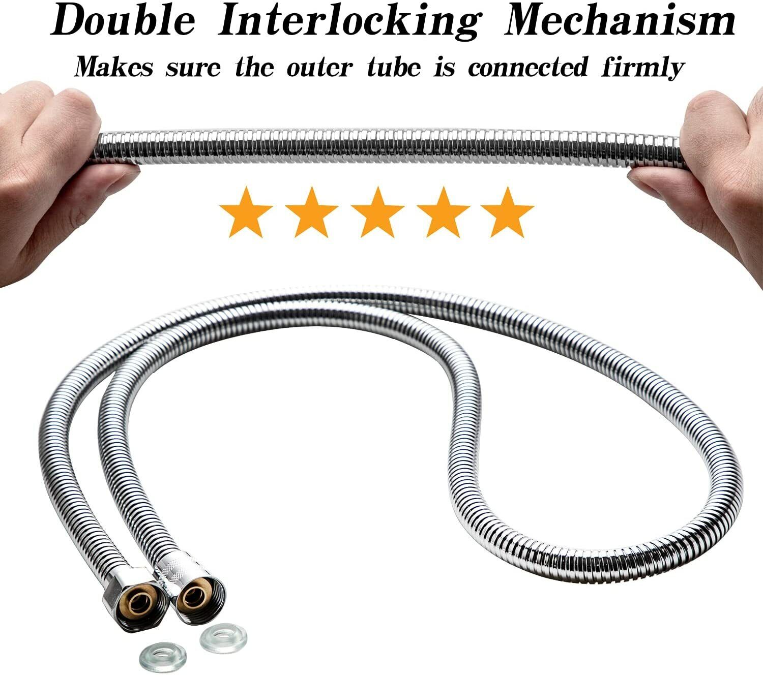 59 Inch Stainless Steel Handheld Shower Hose, Anti-Twist, Leak-Free