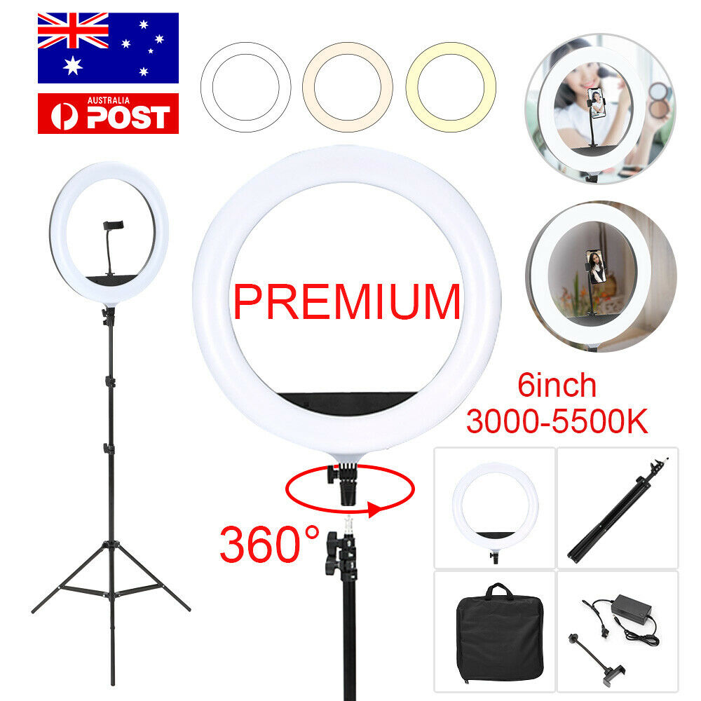 Dimmable 8" LED Ring Light Kit w/Tripod & Phone Holder