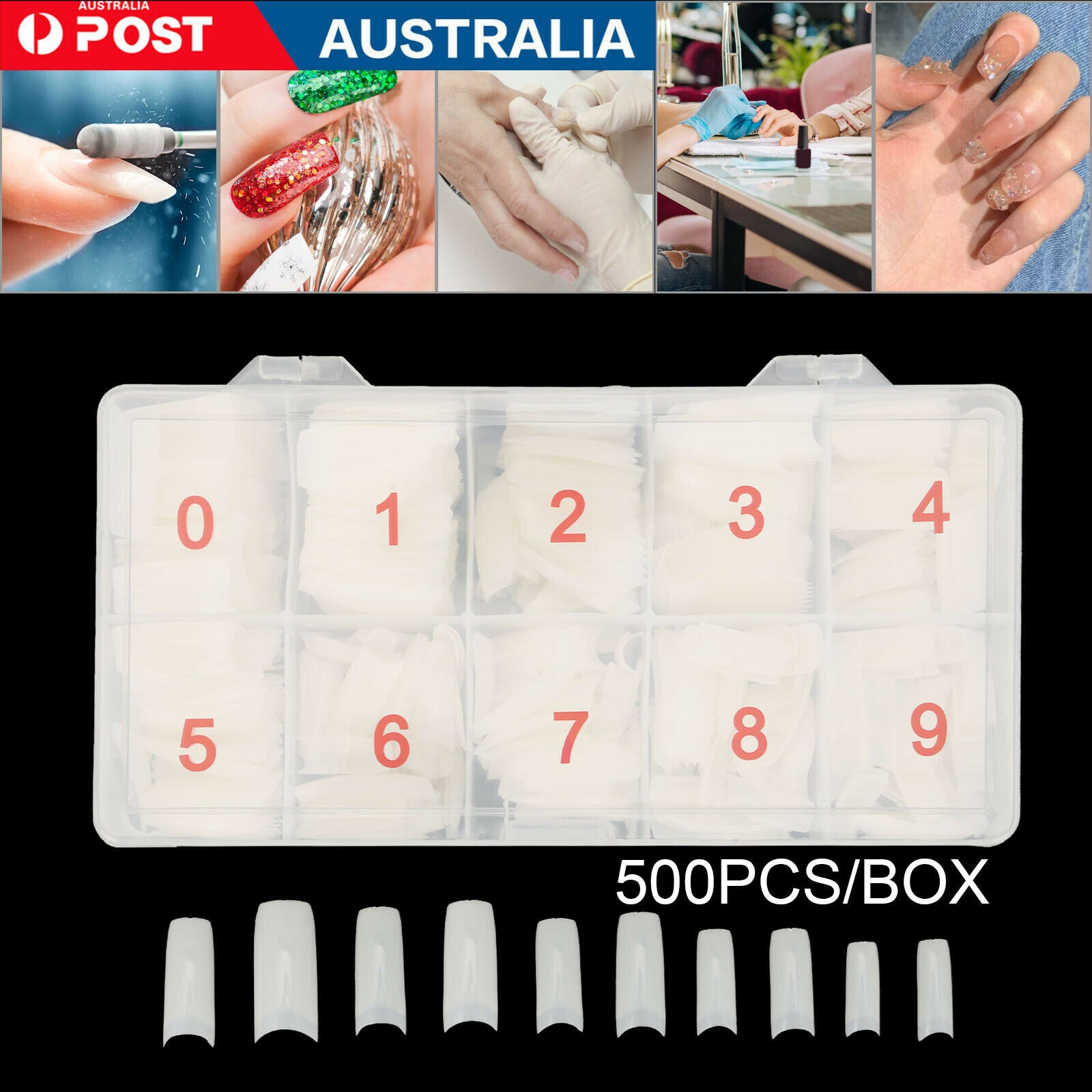 500Pcs Stiletto French Clear False Nail Tips Acrylic Set