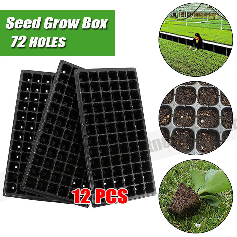 12x PVC 72-Hole Seedling Starter Trays, Durable, Reusable