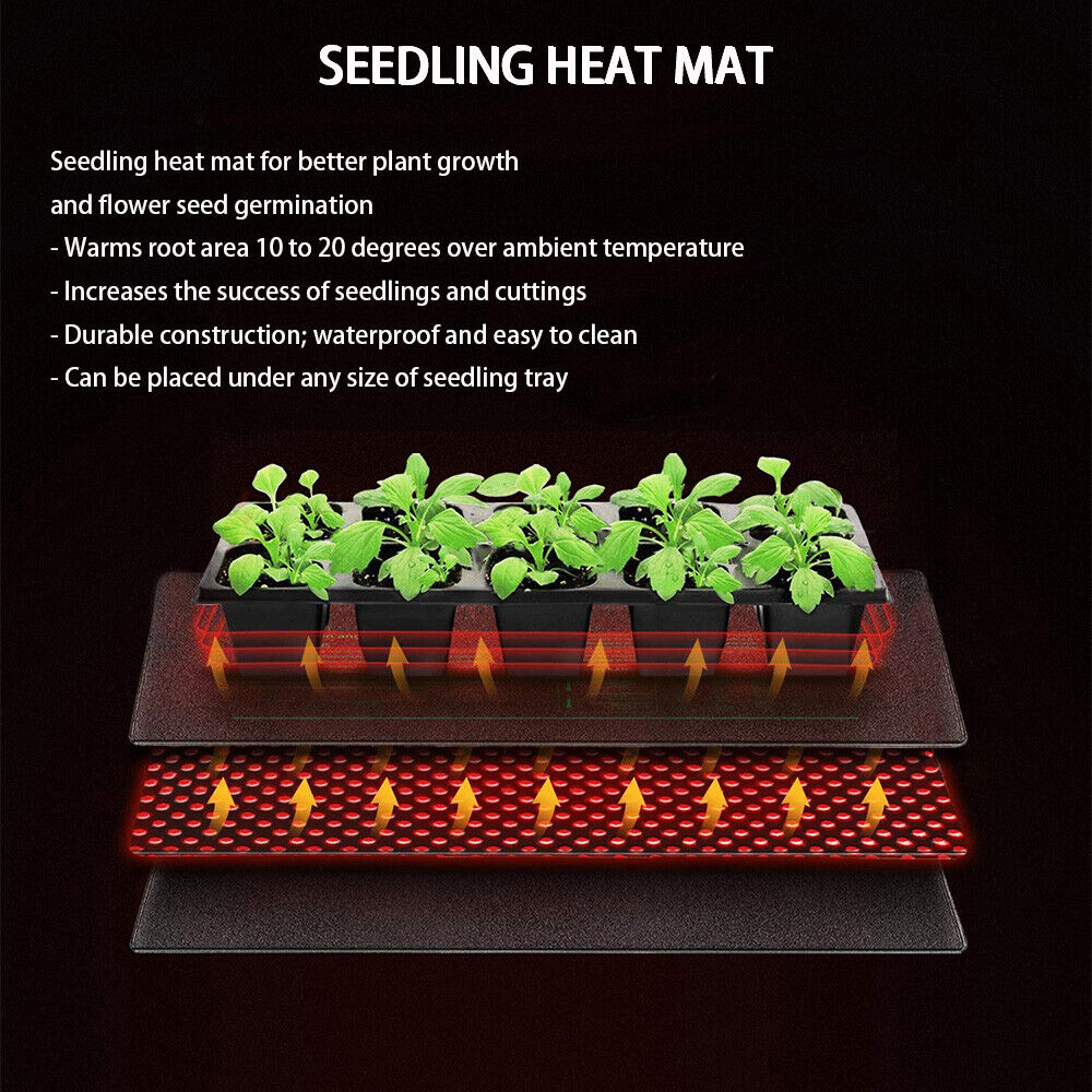 Seedling Heat Mat 20x10" for Germination, 21W, AC 230V