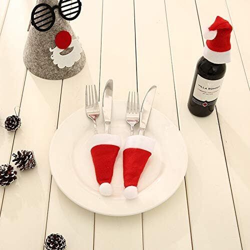 20PCS Non-Woven Santa Hat Cutlery Holders, Xmas Decor