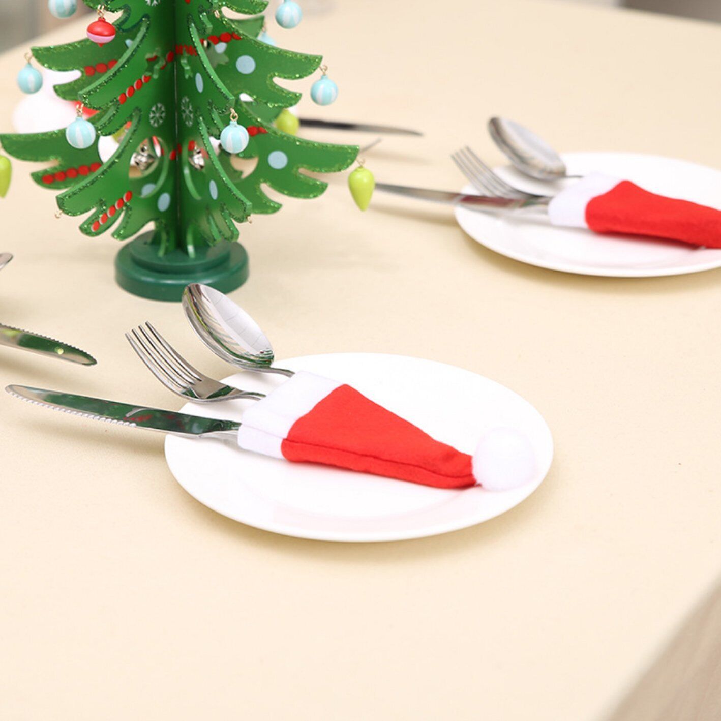 20PCS Non-Woven Santa Hat Cutlery Holders, Xmas Decor