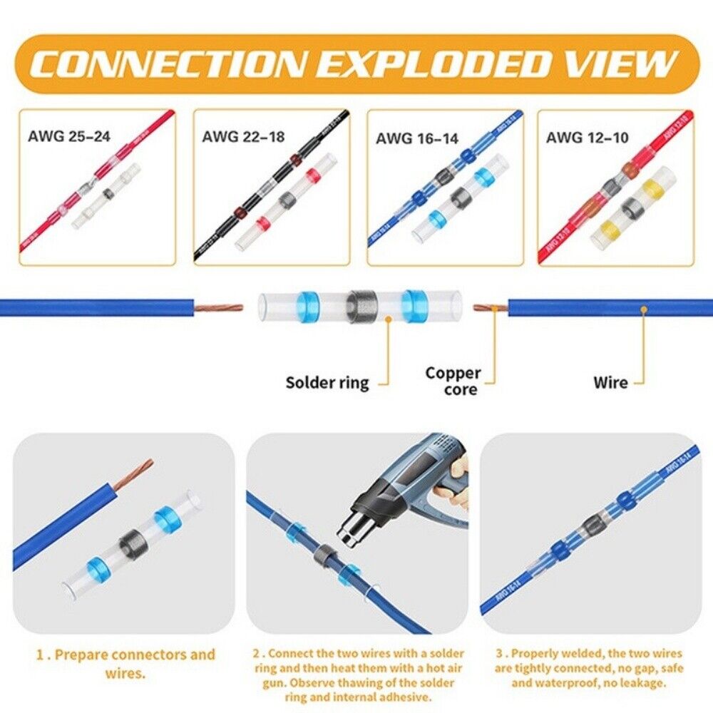 Waterproof Heat Shrink Butt Wire Connectors - 800PCS Set