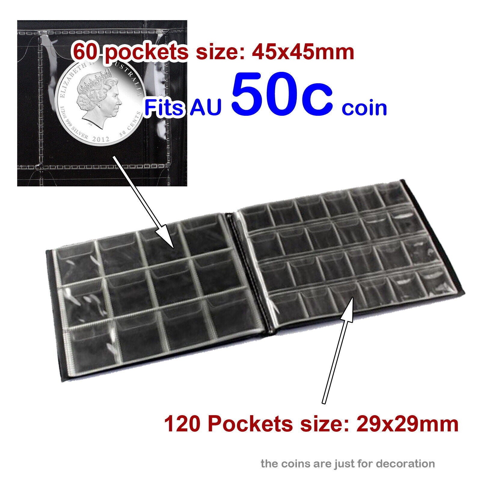 180 Coin Holder Album, Durable PU Storage Book, 2Pcs Set