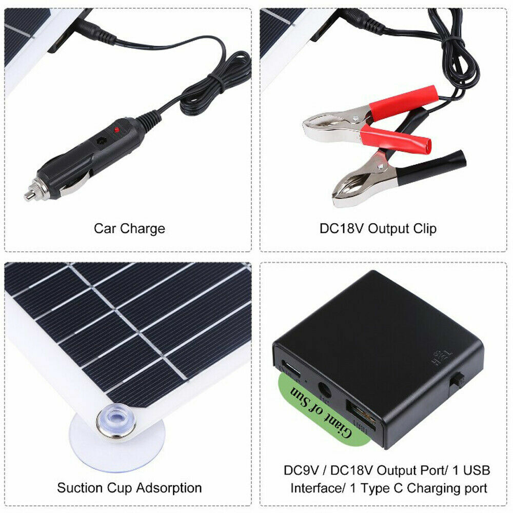 200W 12V Flex Solar Panel Kit Regulator Lightweight Camping