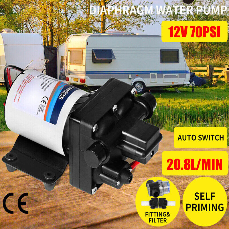 High-Pressure Self-Priming 12V Caravan Water Pump 70PSI 20.8L/min