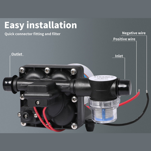 High-Pressure Self-Priming 12V Caravan Water Pump 70PSI 20.8L/min