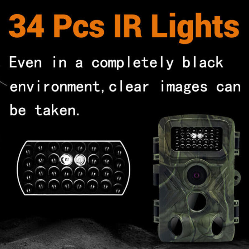 Night Vision 36MP Trail Camera, 1080P, 120° Lens, IP56 Waterproof