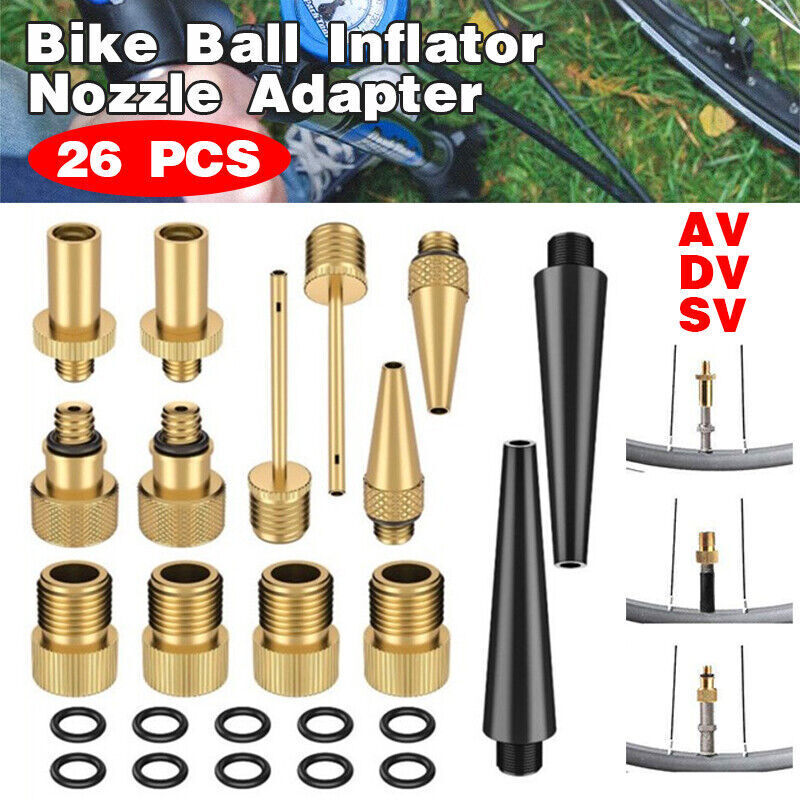 26pc Copper Bike Valve Adapter Kit for Presta Schrader