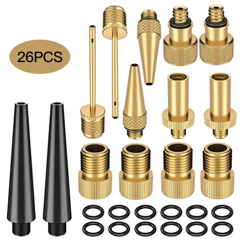 26pc Copper Bike Valve Adapter Kit for Presta Schrader