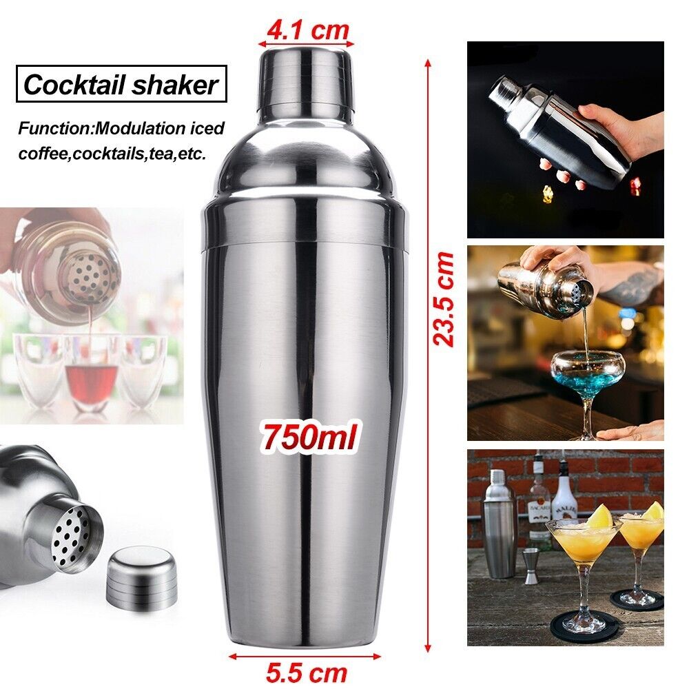 Durable Stainless Steel Cocktail Shaker Set - 5 Piece Bar Kit