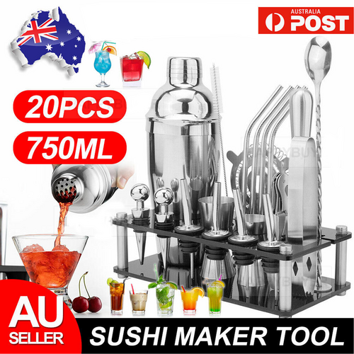 20Pcs Stainless Steel Cocktail Shaker Set with Stand