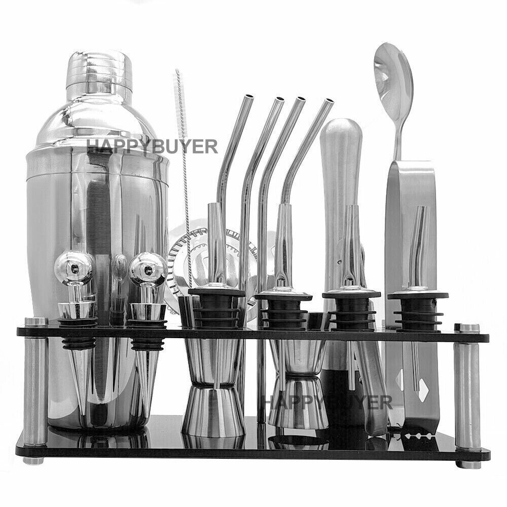 20Pcs Stainless Steel Cocktail Shaker Set with Stand