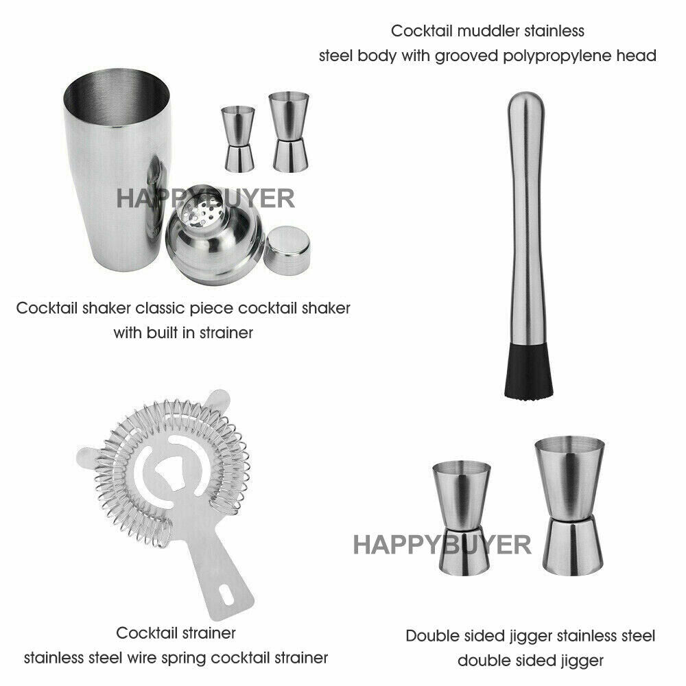 20Pcs Stainless Steel Cocktail Shaker Set with Stand