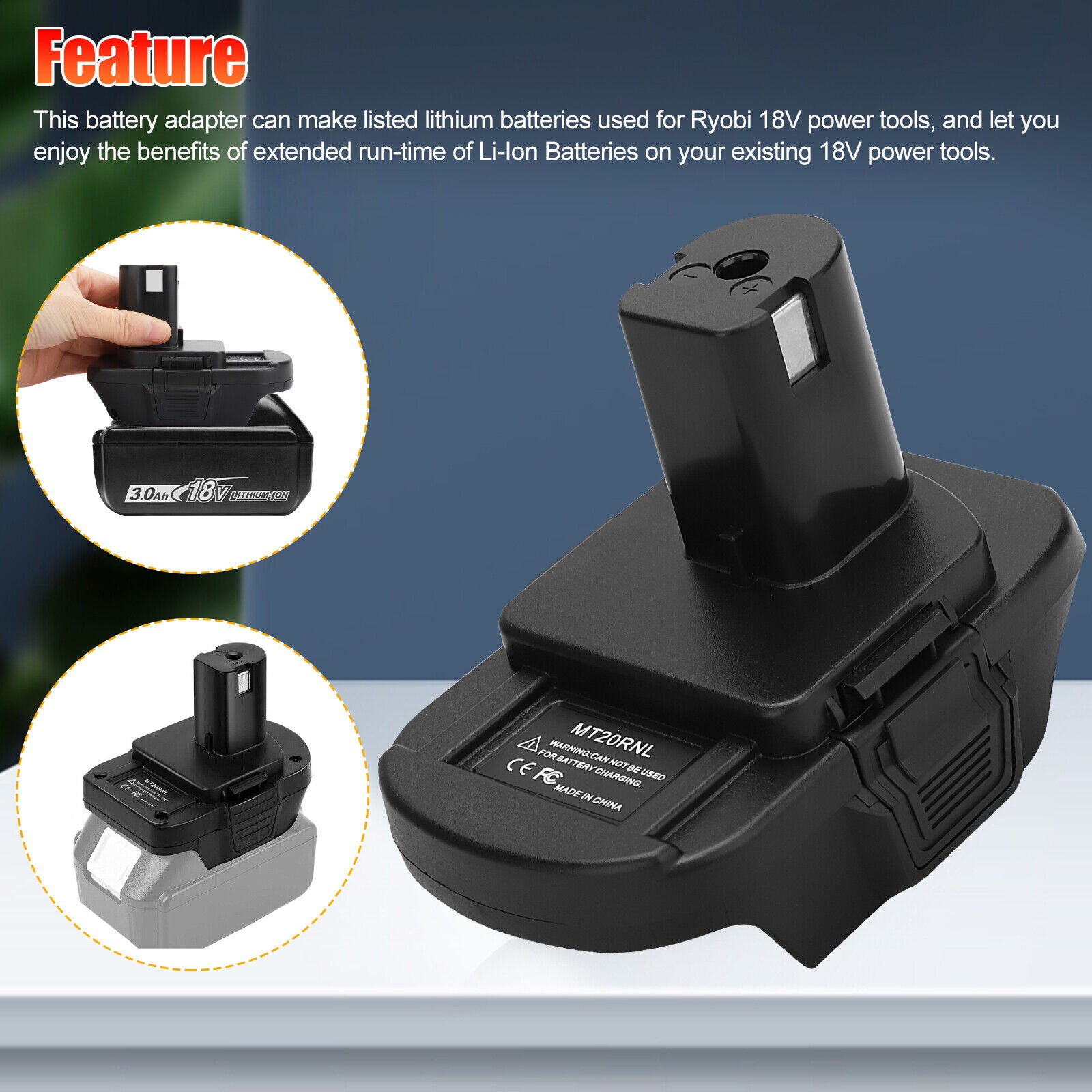 Battery Adapter MT20RNL for Makita Li-ion Batteries Convert to Ryobi 18V Tools
