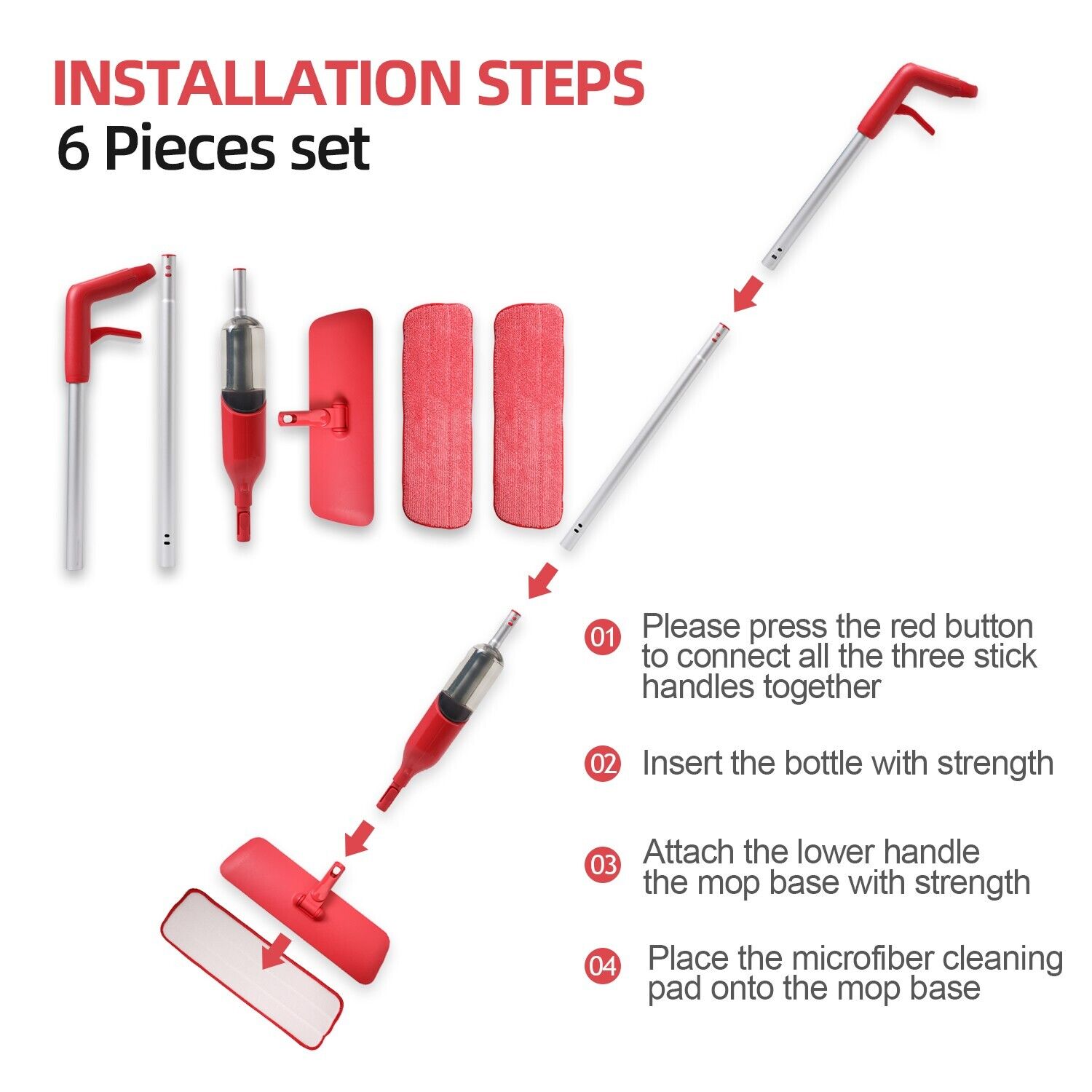 Multifunction Spray Flat Mop Wet/Dry with Extra Pads