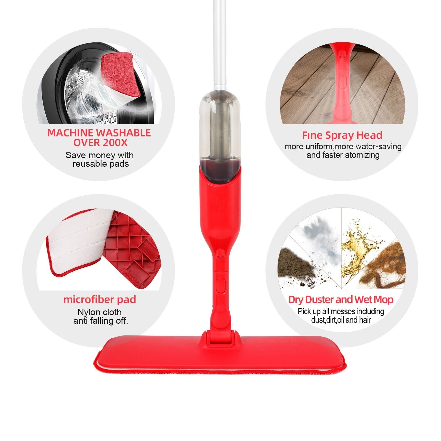 Multifunction Spray Flat Mop Wet/Dry with Extra Pads