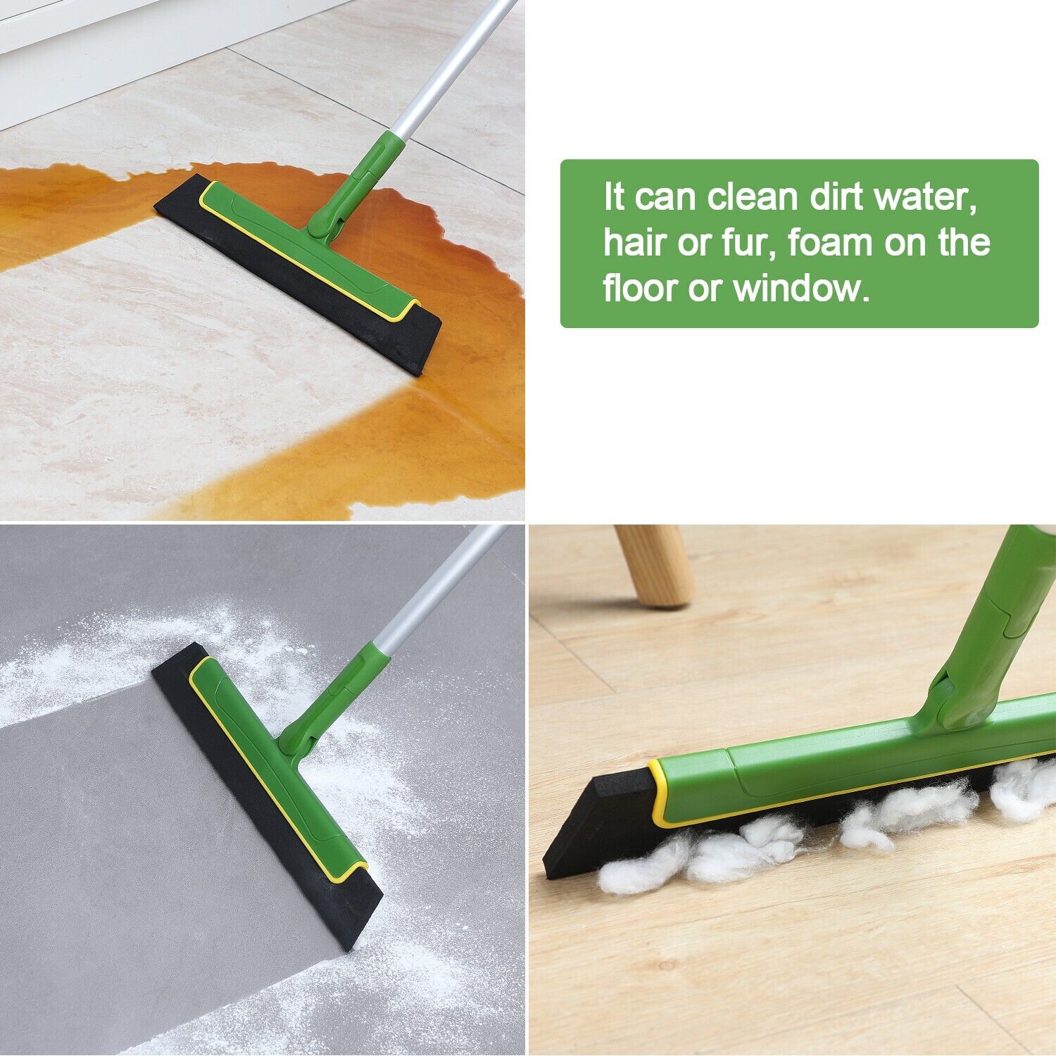 Extendable Floor Squeegee Wiper Broom, Aluminum Handle, 125cm