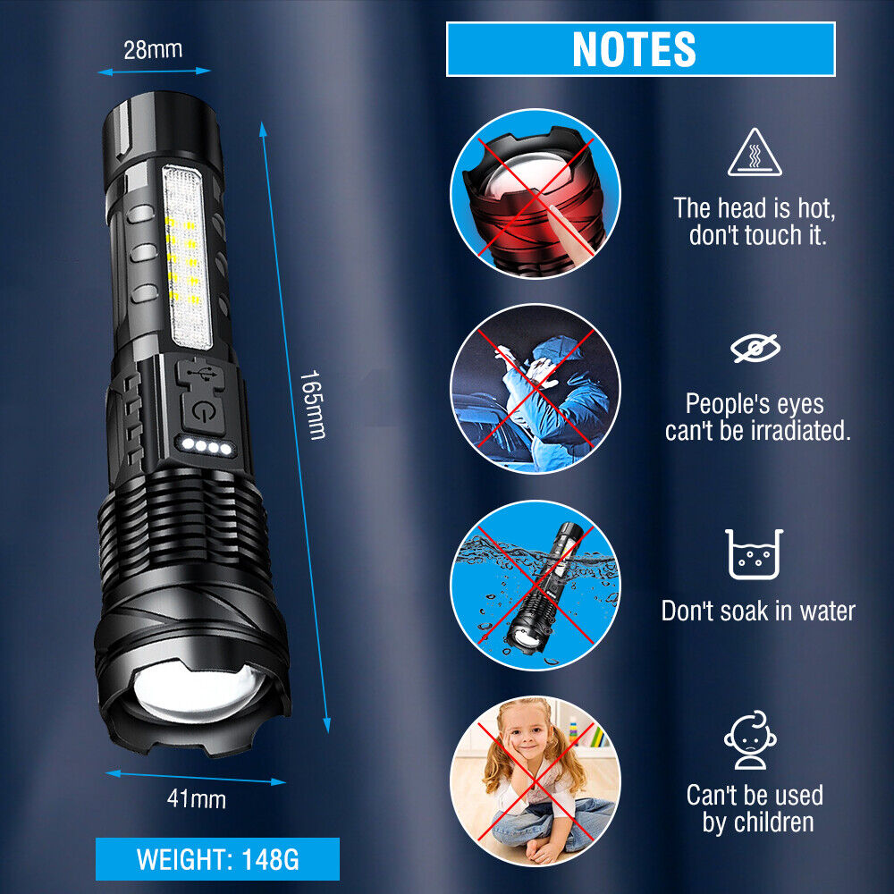 2000lm 30W 14LED Tactical Flashlight, 7 Modes, Rechargeable