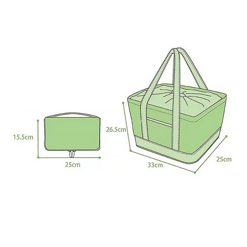 Large Foldable Eco Grocery Bag with Insulation and Pockets