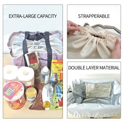 Insulated Foldable Grocery Shopping Bag, Large Capacity, Reusable Polyester Tote