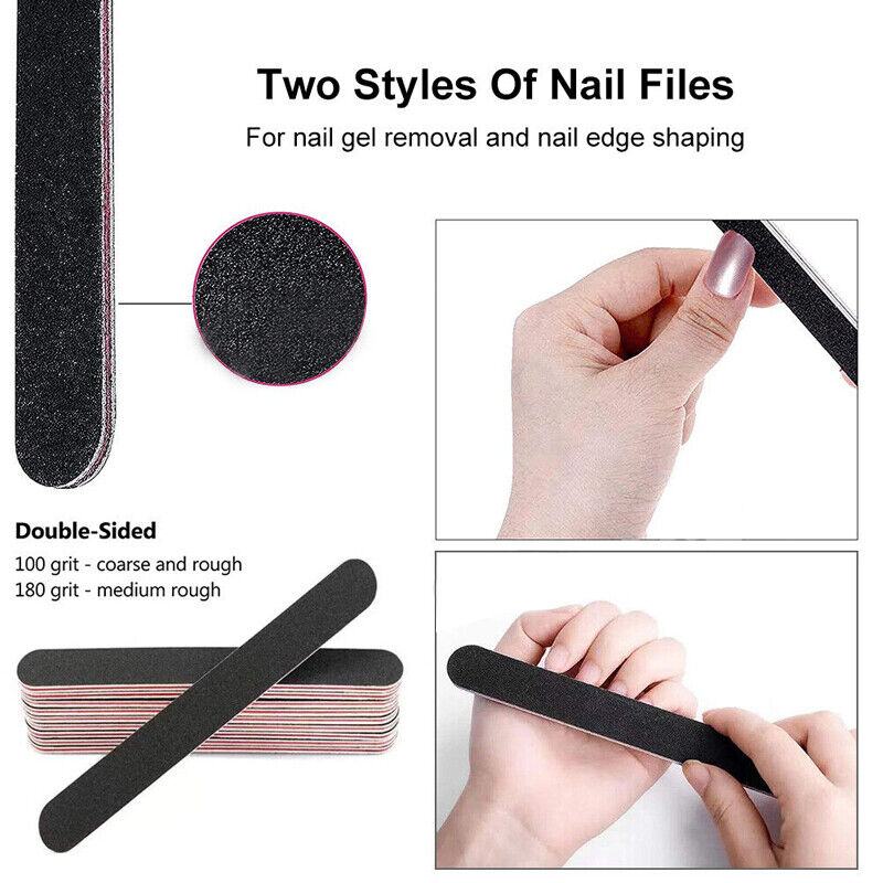 Double-Sided 100/180 Grit Nail Files Set for Manicure