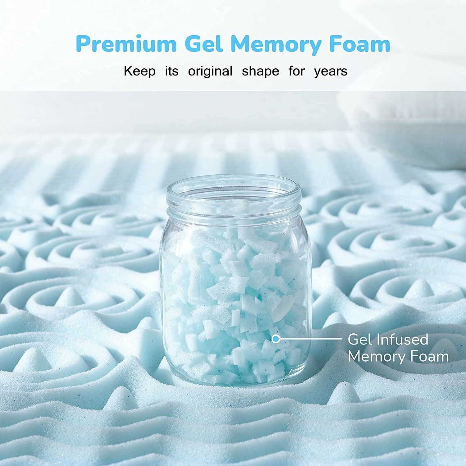 7-Zone Cooling Gel Memory Foam Mattress Topper, 8cm, Medium Firm