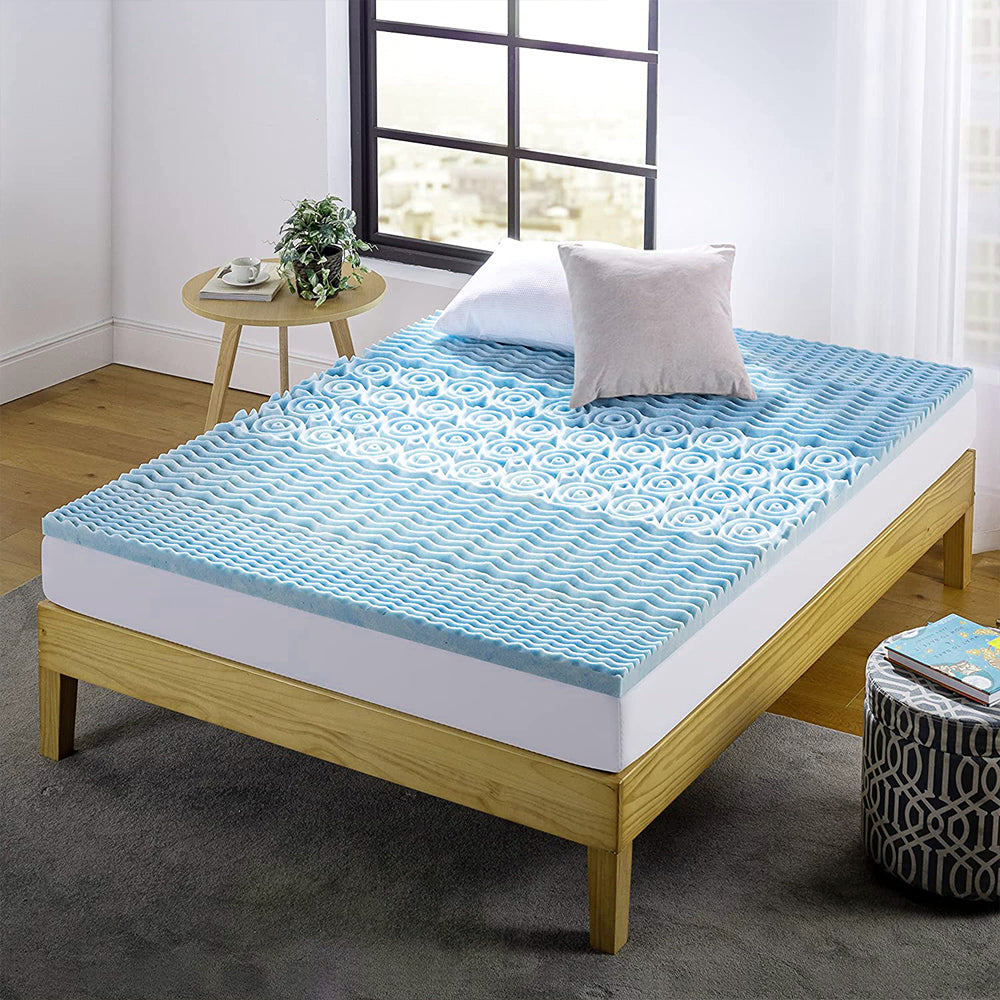 8cm Gel Memory Foam Mattress Topper, 7-Zone, Cooling - 90x190cm