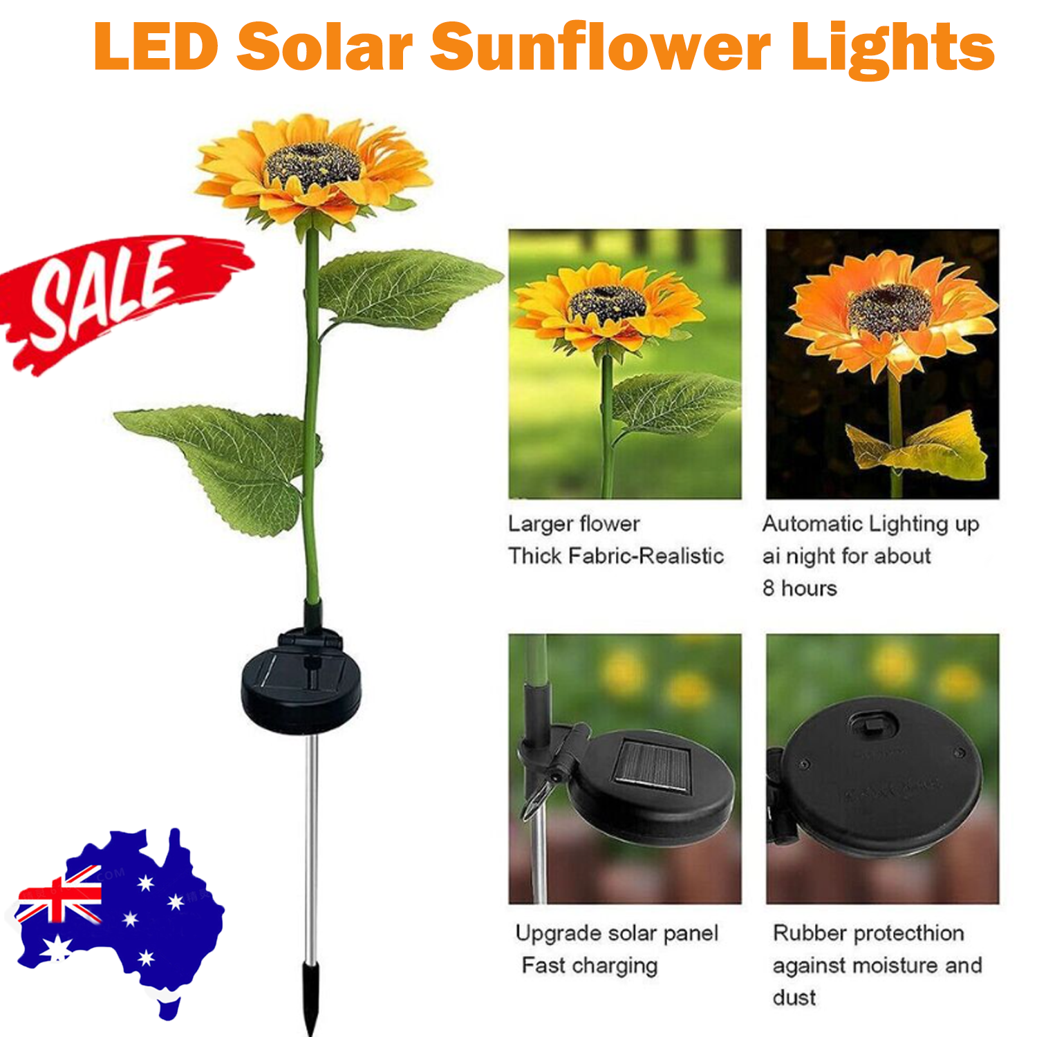 Waterproof LED Solar Sunflower Lights Garden Lamp Landscape