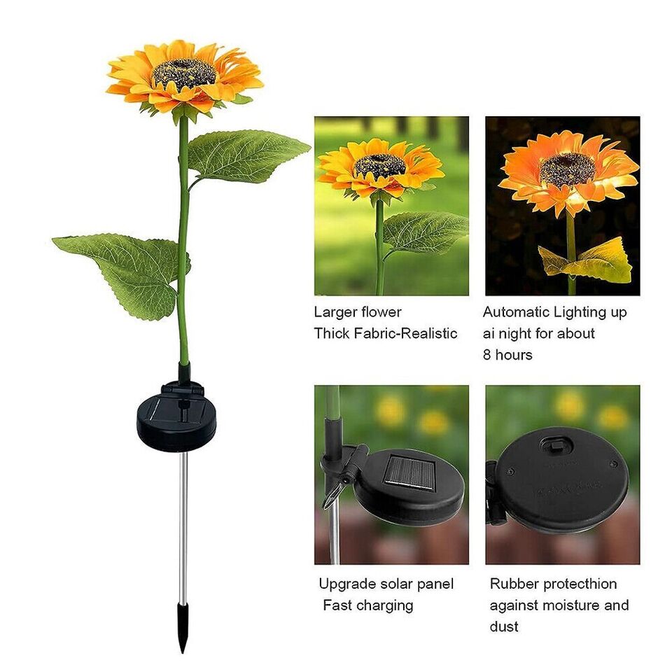 Waterproof LED Solar Sunflower Lights Garden Lamp Landscape